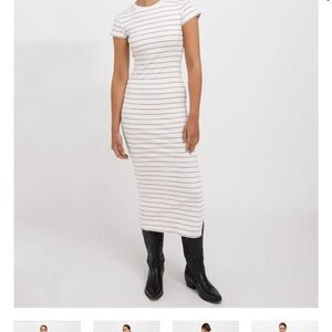 Brunette the Label White and Brown Striped Maxi Dress